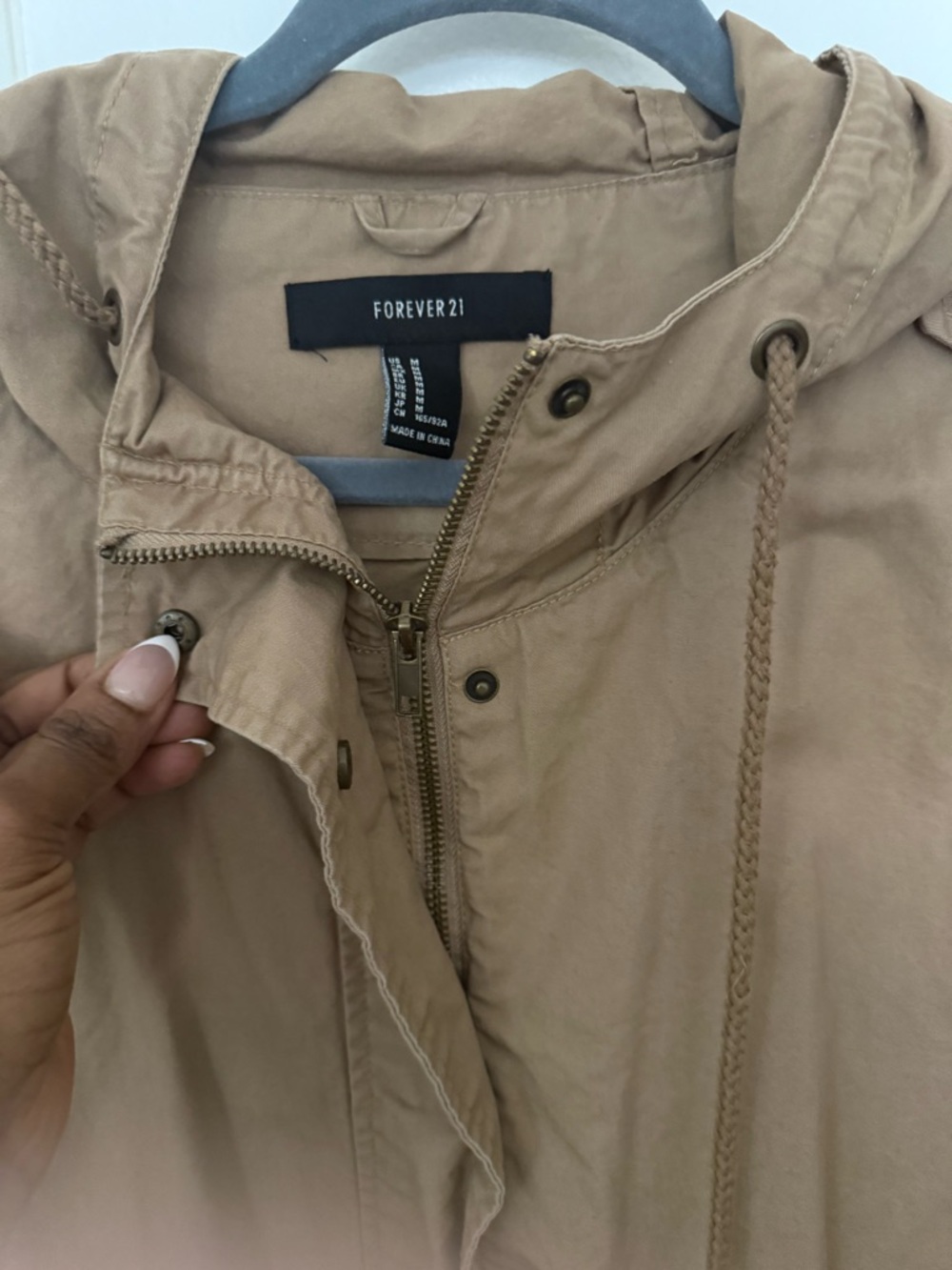 Forever 21 Women's Khaki Hooded Utility Jacket